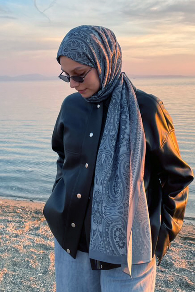 Allica Desen Şal - İndigo - 1