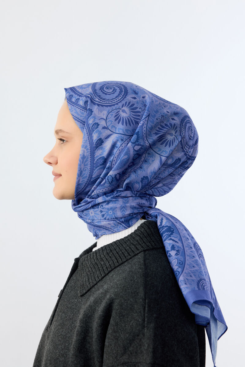 Allica Desen Şal - Morcivert - 1
