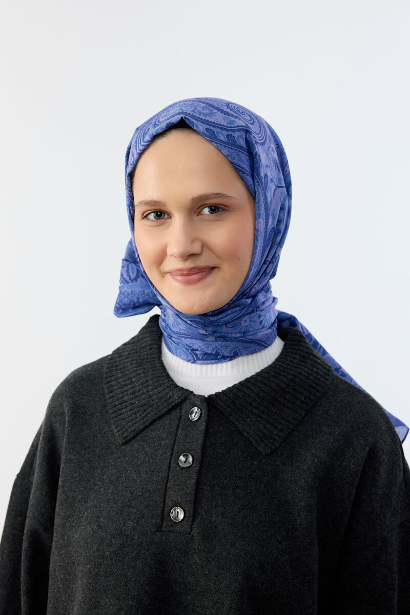 Allica Desen Şal - Morcivert - 2