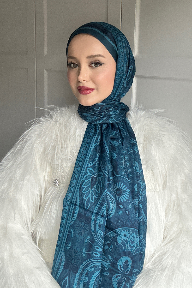 Allica Desen Şal - Turkuaz - 1