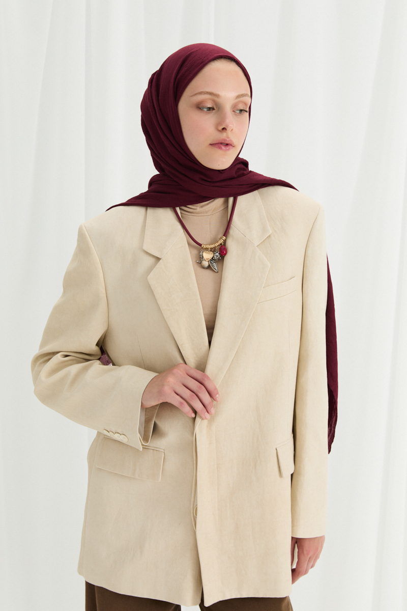 Bambu Kraş Şal - Bordo - 2