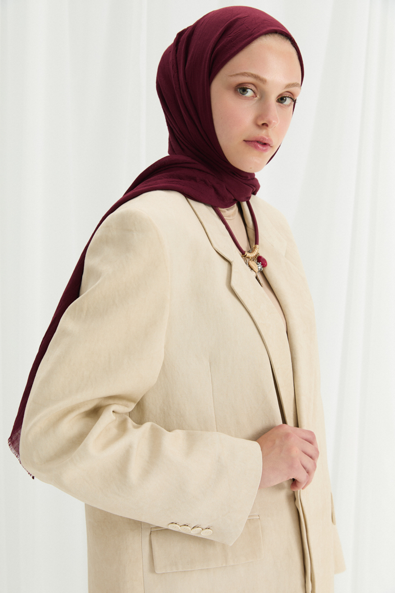 Bambu Kraş Şal - Bordo - 3