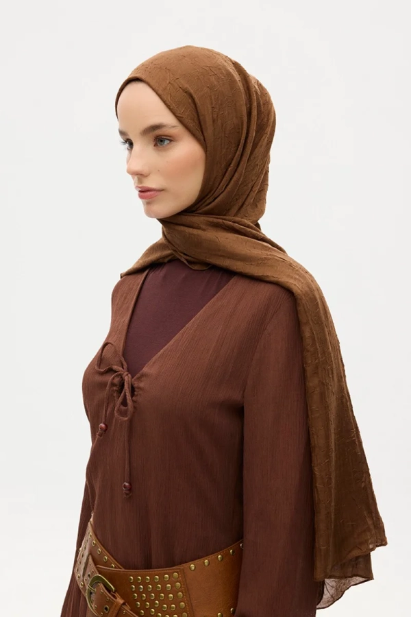 Bambu Kraş Şal - Kahve - 2