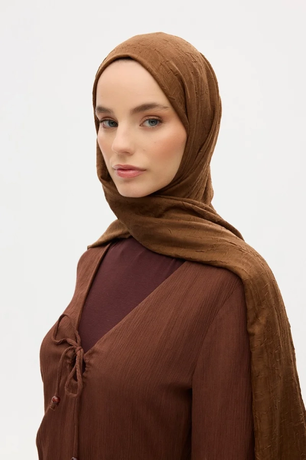Bambu Kraş Şal - Kahve - 3