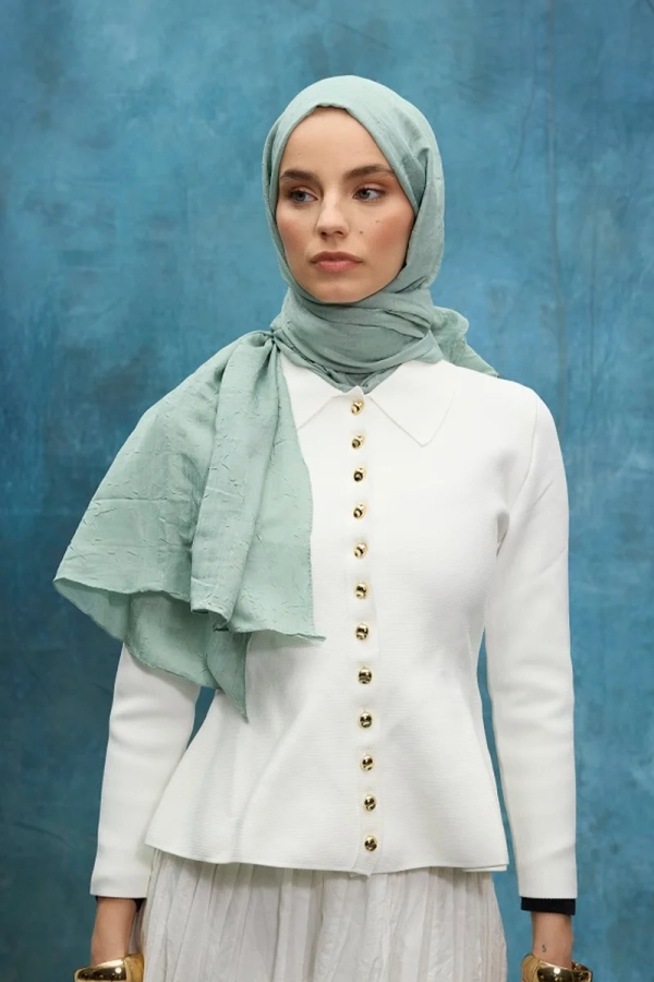 Bambu Kraş Şal - Mint - 2