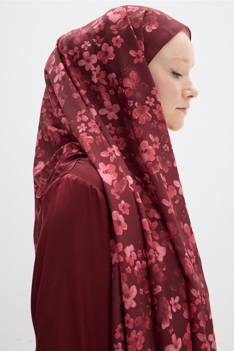 Blom Desen Soft Şal - Bordo - 4