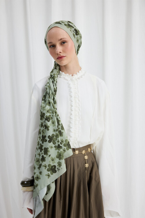 Blom Desen Soft Şal - Mint 