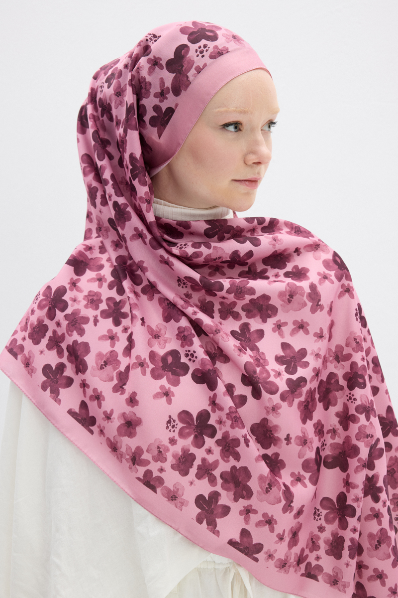Blom Desen Soft Şal - Pembe - 4