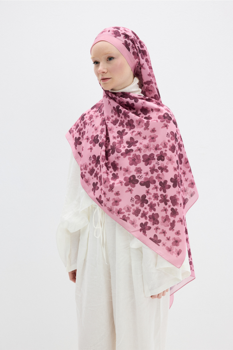 Blom Desen Soft Şal - Pembe - 2
