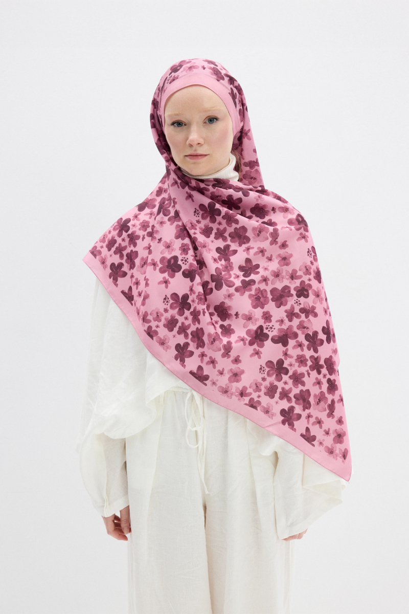 Blom Desen Soft Şal - Pembe - 1