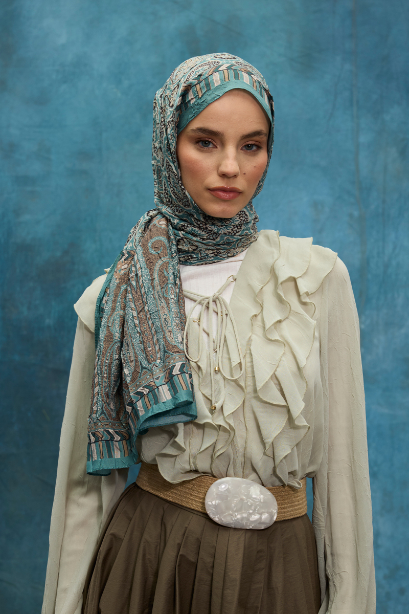 Ethnic Crash Şal - Mint - 1