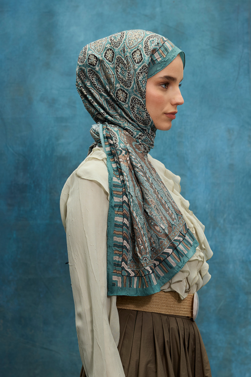 Ethnic Crash Şal - Mint - 3