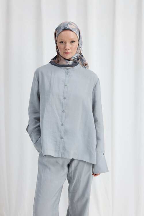 Fiore Desen Soft Eşarp - Gri 