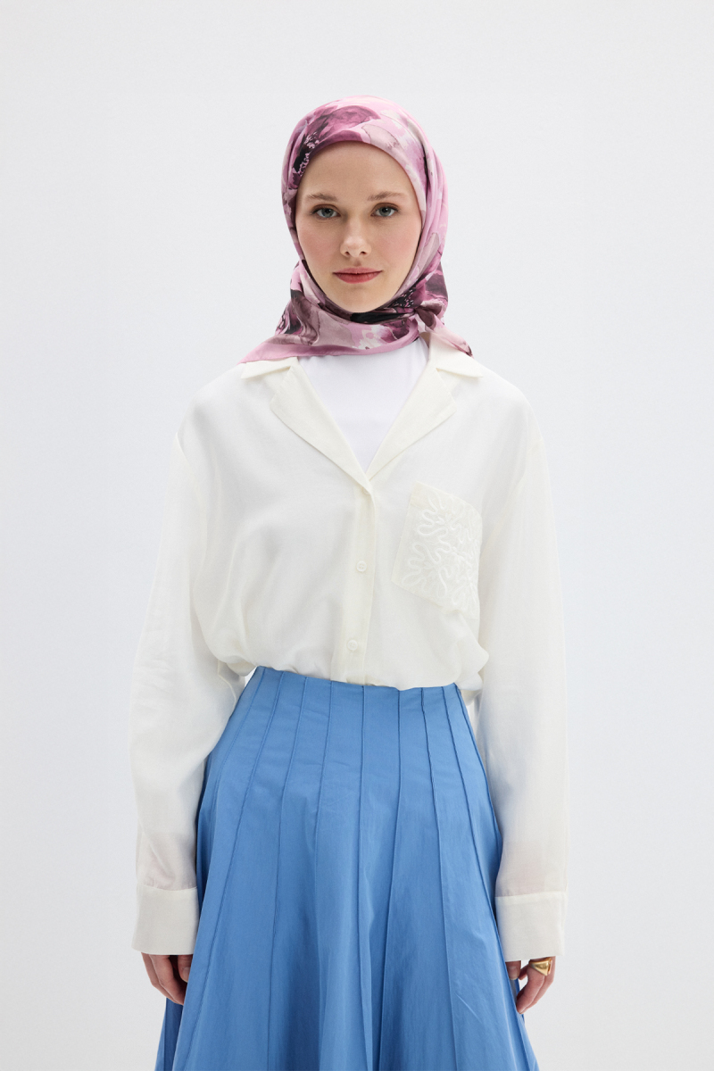 Fiore Desen Soft Eşarp - Pembe - 1