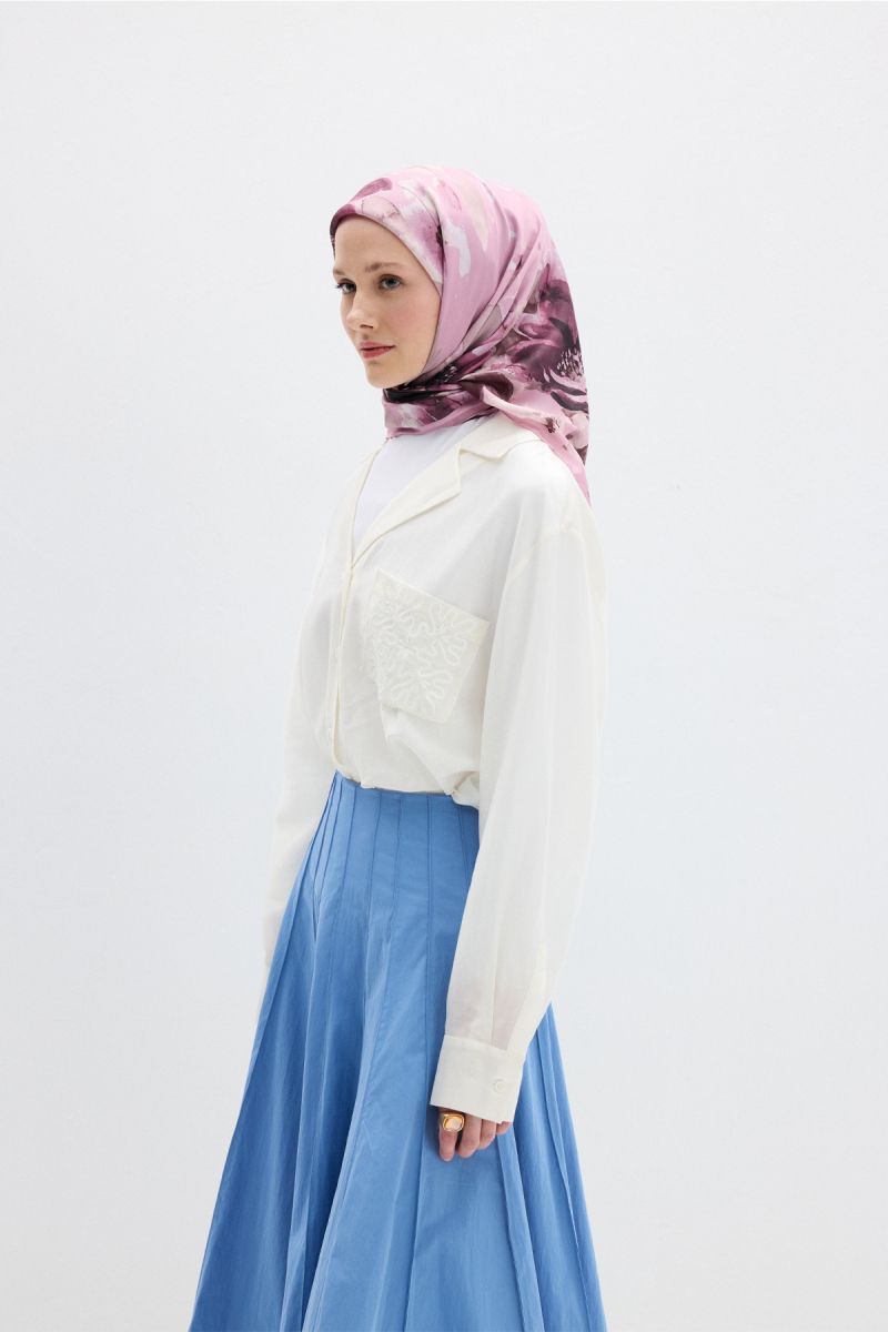 Fiore Desen Soft Eşarp - Pembe - 2