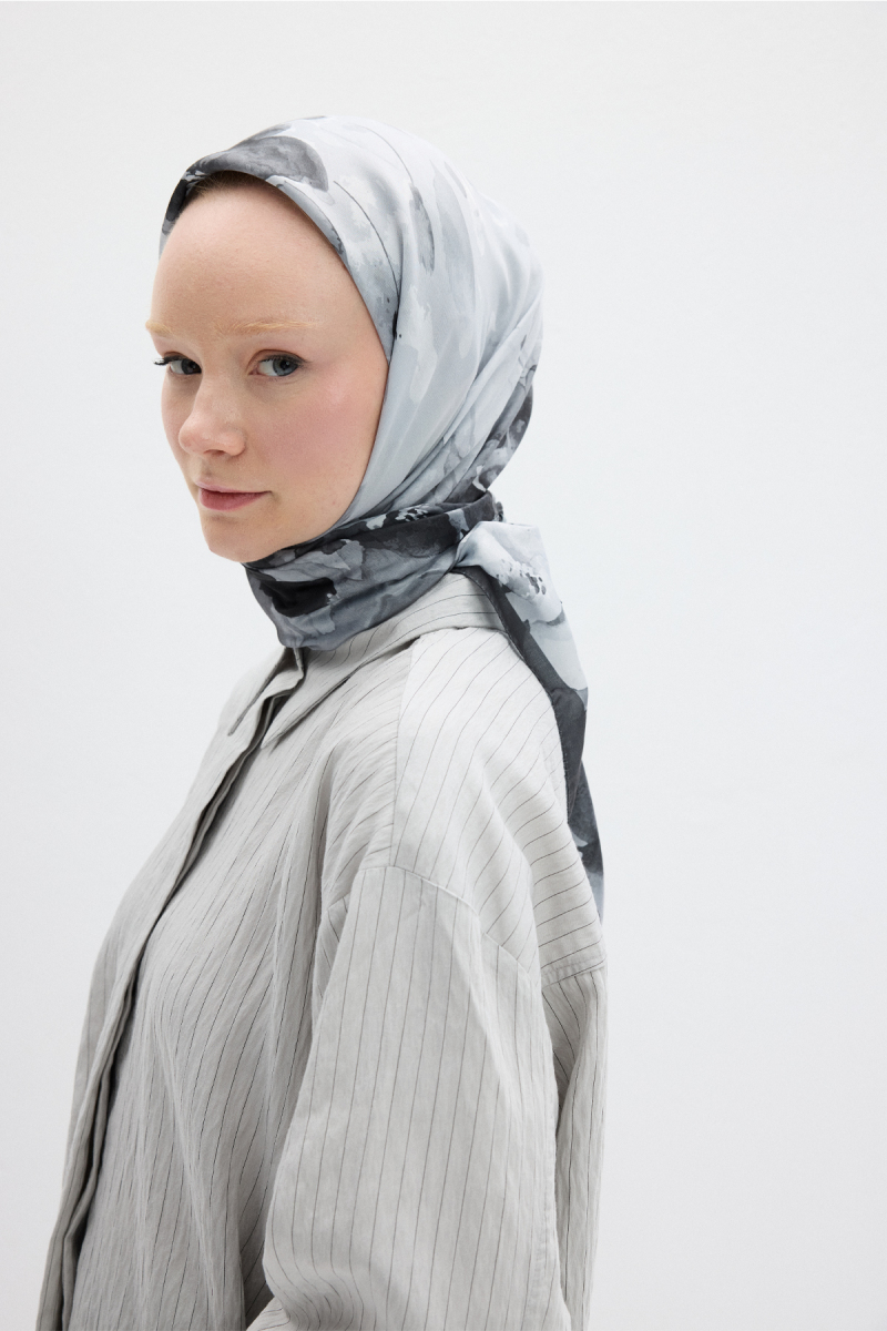 Fiore Desen Soft Eşarp - Siyah - 2