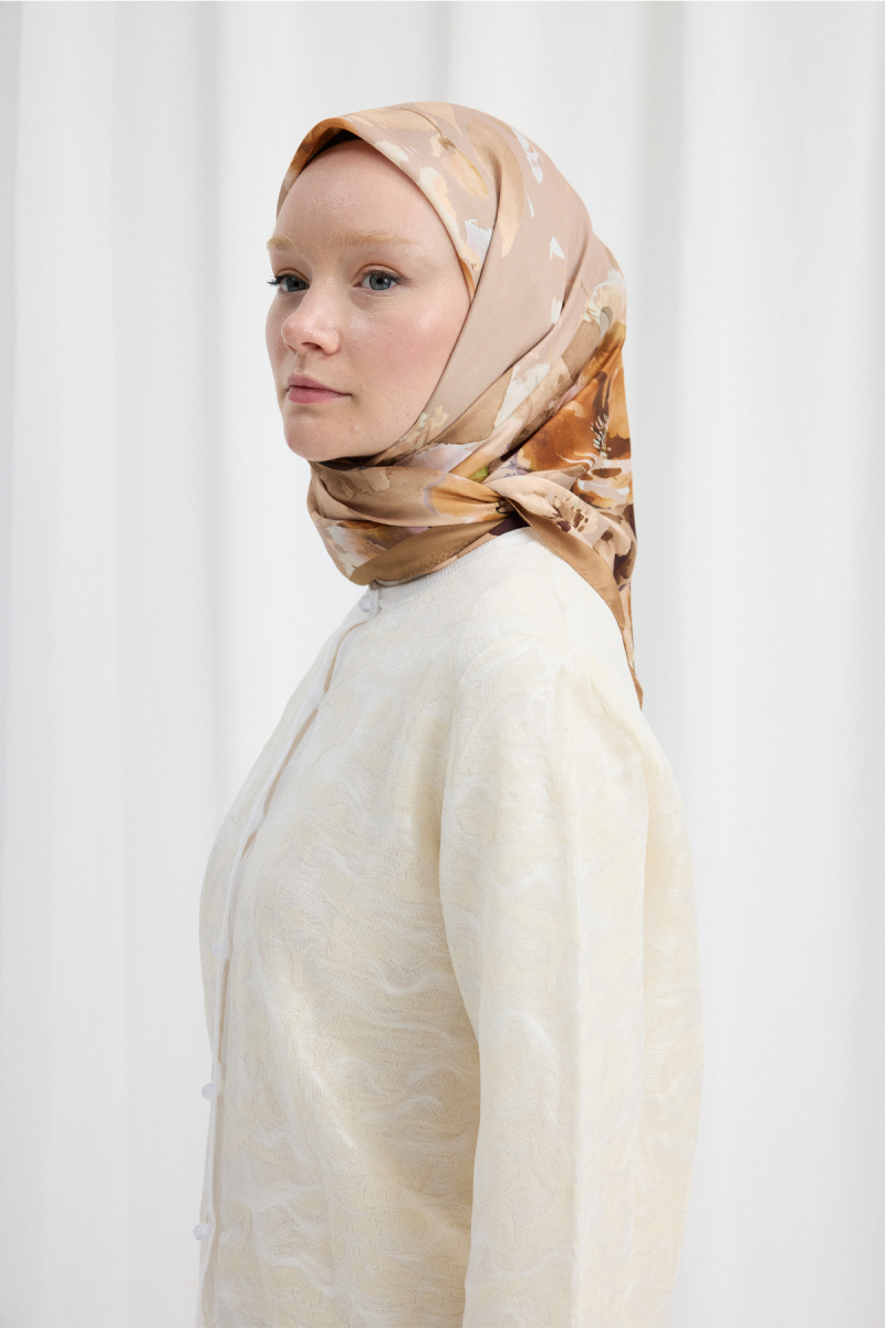 Fiore Desen Soft Eşarp - Bej - 2