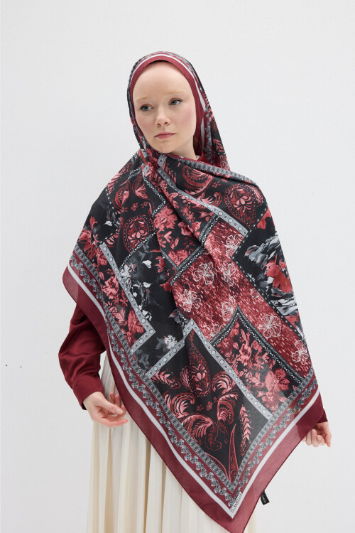 Harmony Desen Soft Şal - Bordo 