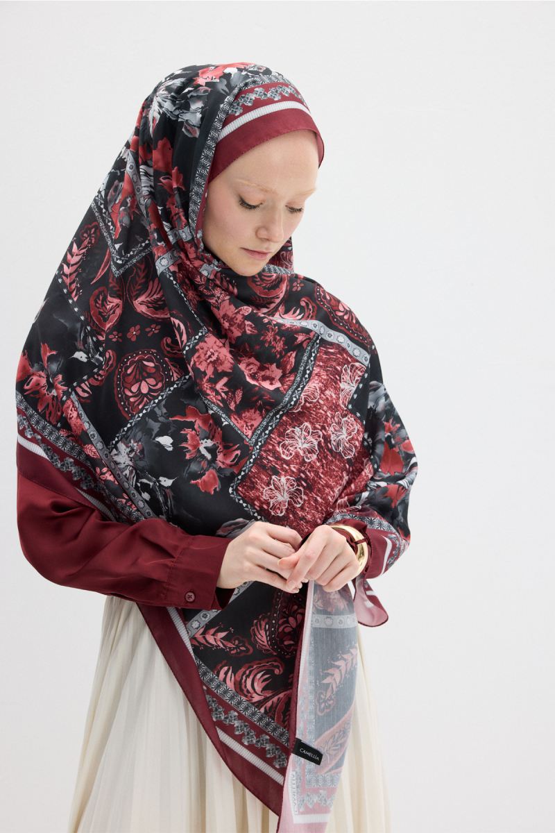 Harmony Desen Soft Şal - Bordo - 2