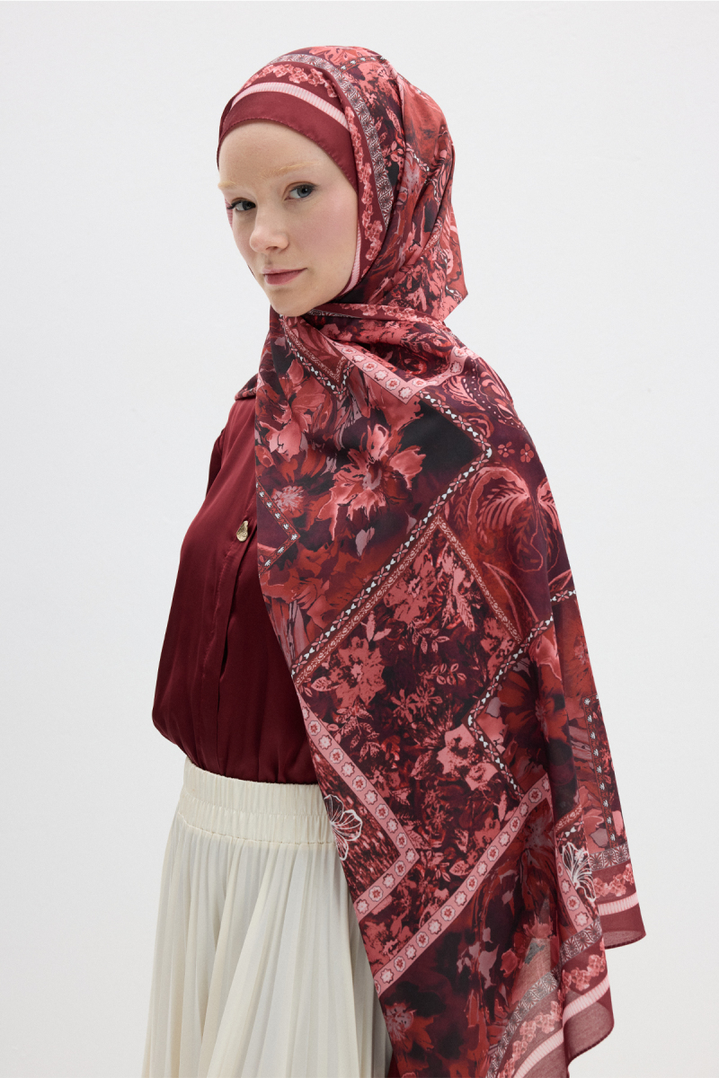 Harmony Desen Soft Şal - Cherry - 2