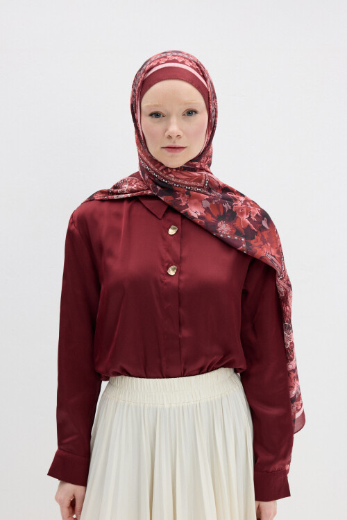 Harmony Desen Soft Şal - Cherry 