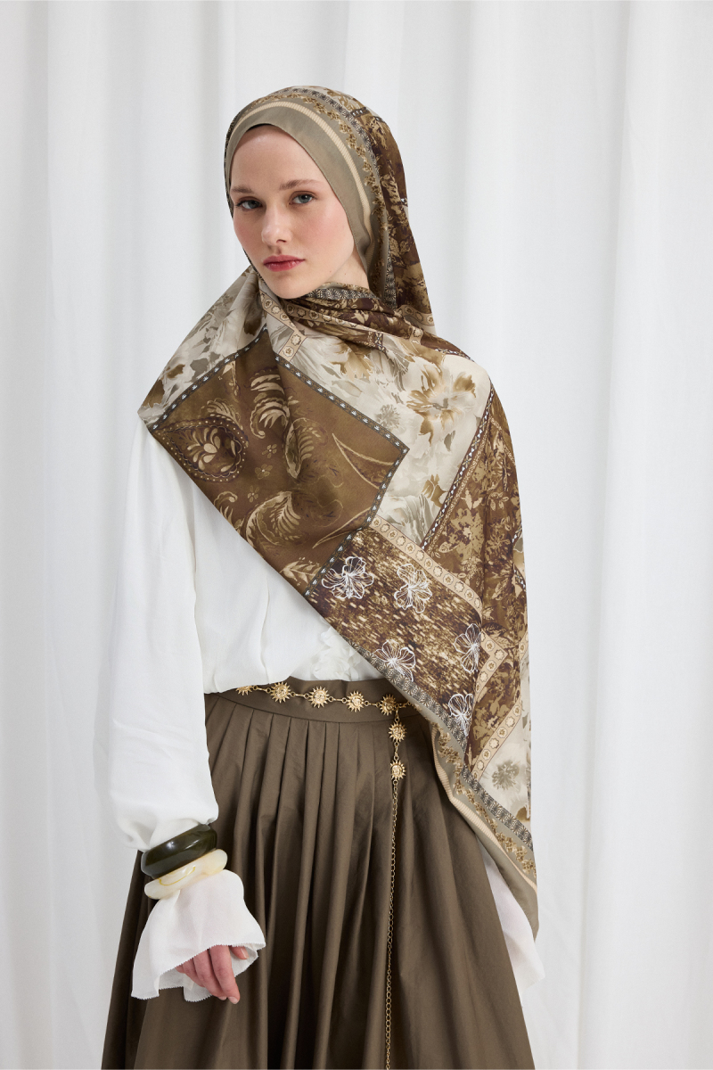 Harmony Desen Soft Şal - Haki - 2