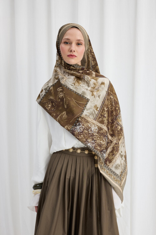 Harmony Desen Soft Şal - Haki 