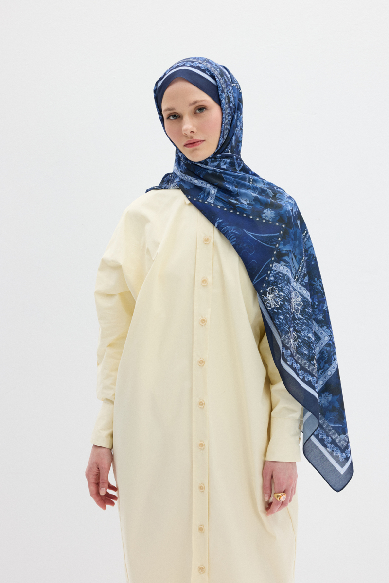 Harmony Desen Soft Şal - Lacivert - 1