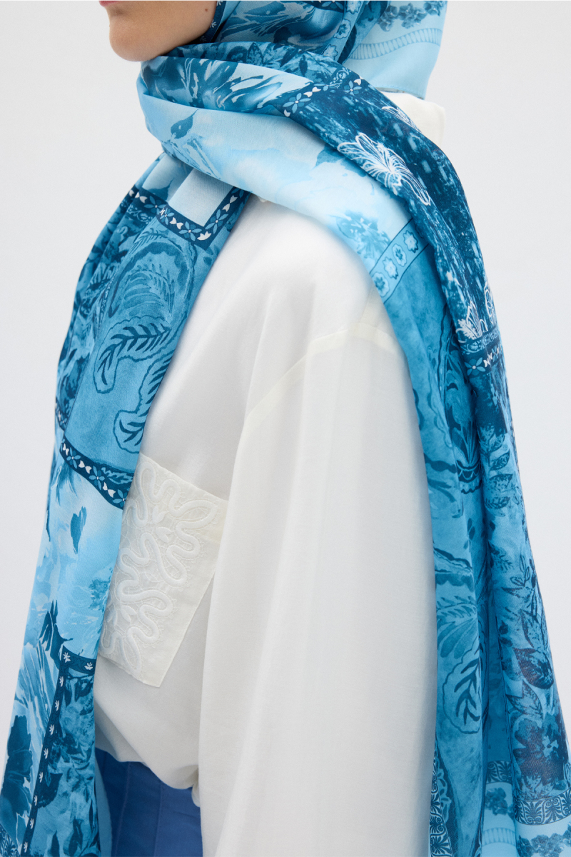 Harmony Desen Soft Şal - Mavi - 4