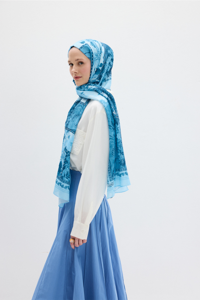 Harmony Desen Soft Şal - Mavi - 2