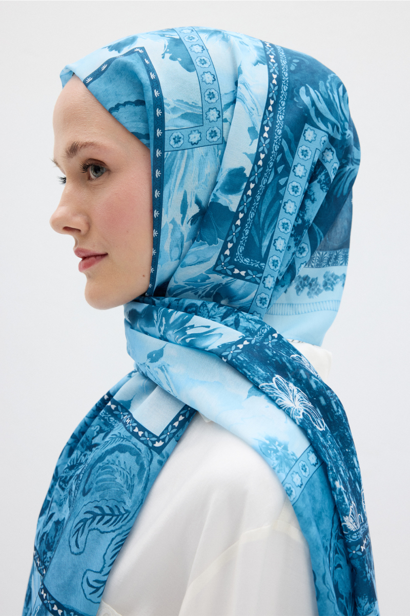Harmony Desen Soft Şal - Mavi - 3