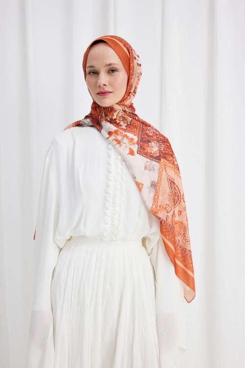 Harmony Desen Soft Şal - Oranj 