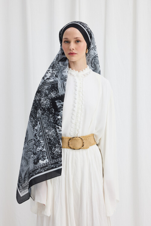Harmony Desen Soft Şal - Siyah 
