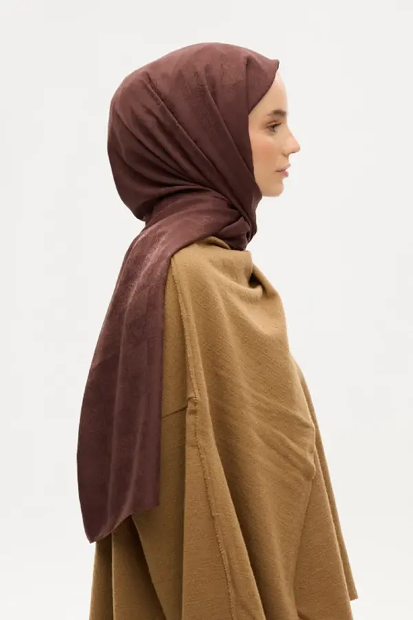 İpeksi Jakar Etnik Desen Şal - Acı Kahve - 2