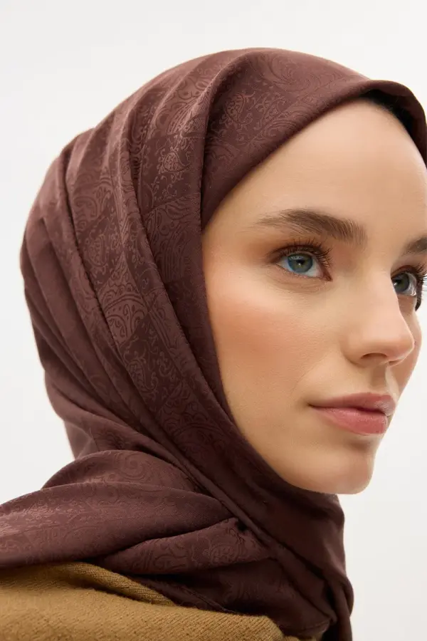 İpeksi Jakar Etnik Desen Şal - Acı Kahve - 4