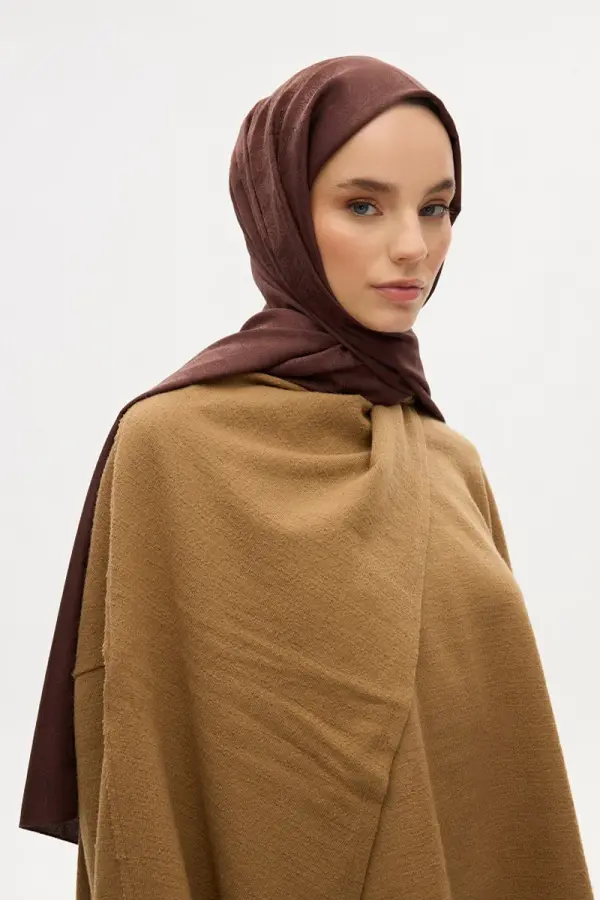 İpeksi Jakar Etnik Desen Şal - Acı Kahve - 1