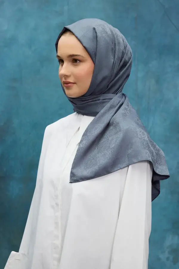 İpeksi Jakar Etnik Desen Şal - Füme - 2