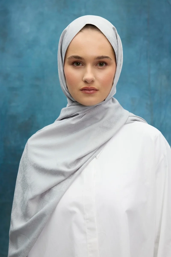 İpeksi Jakar Etnik Desen Şal - Gümüş - 3