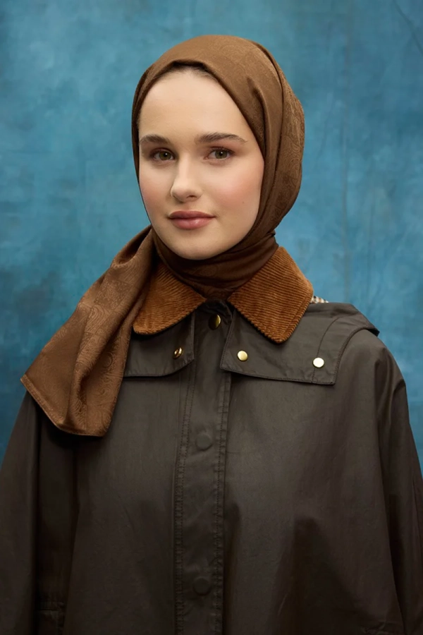 İpeksi Jakar Etnik Desen Şal - Kahverengi - 2