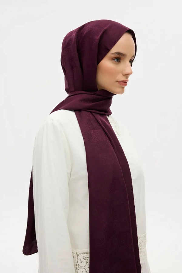İpeksi Jakar Etnik Desen Şal - Mor - 3