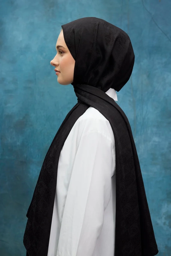 İpeksi Jakar Etnik Desen Şal - Siyah - 4