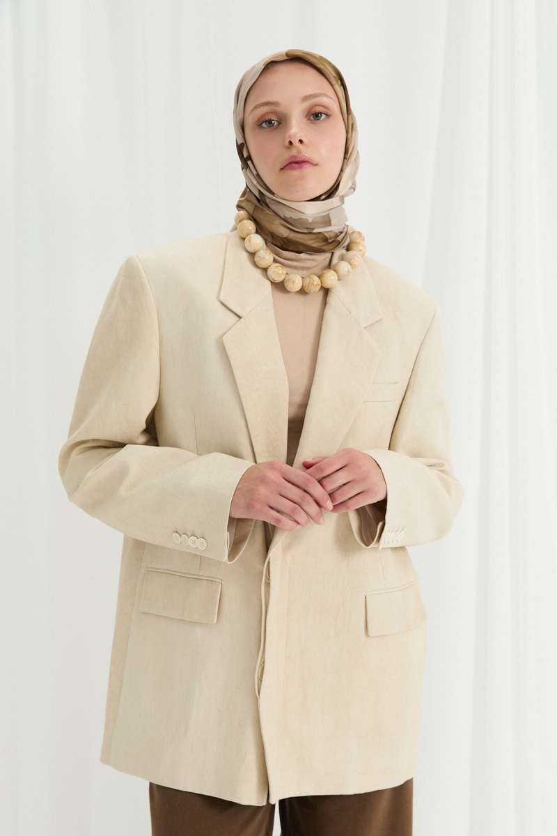 Lotus Desen Soft Eşarp - Bej - 2