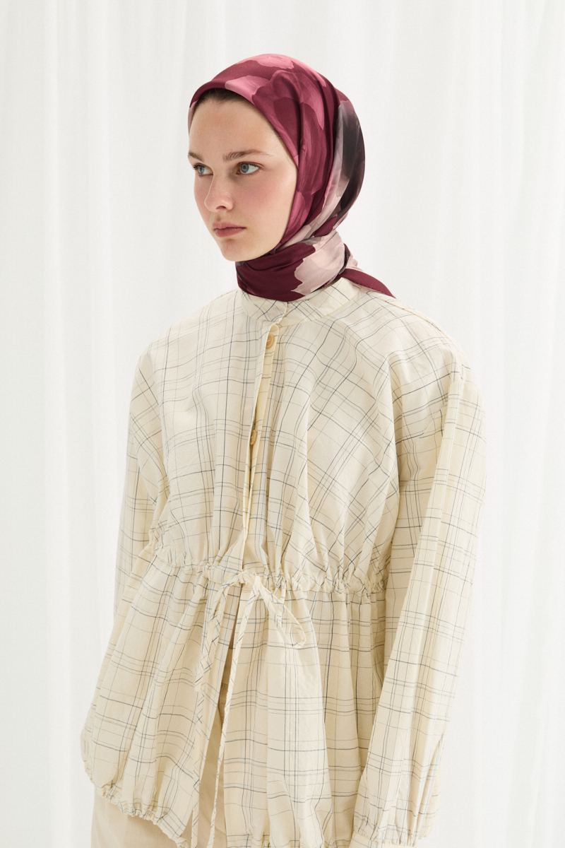 Lotus Desen Soft Eşarp -Bordo - 2