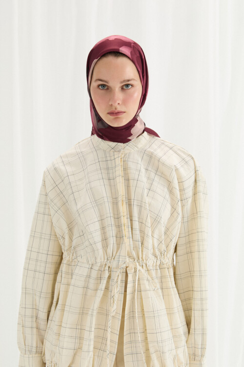 Lotus Desen Soft Eşarp -Bordo 