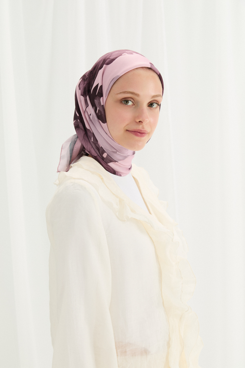 Lotus Desen Soft Eşarp - Pudra - 2