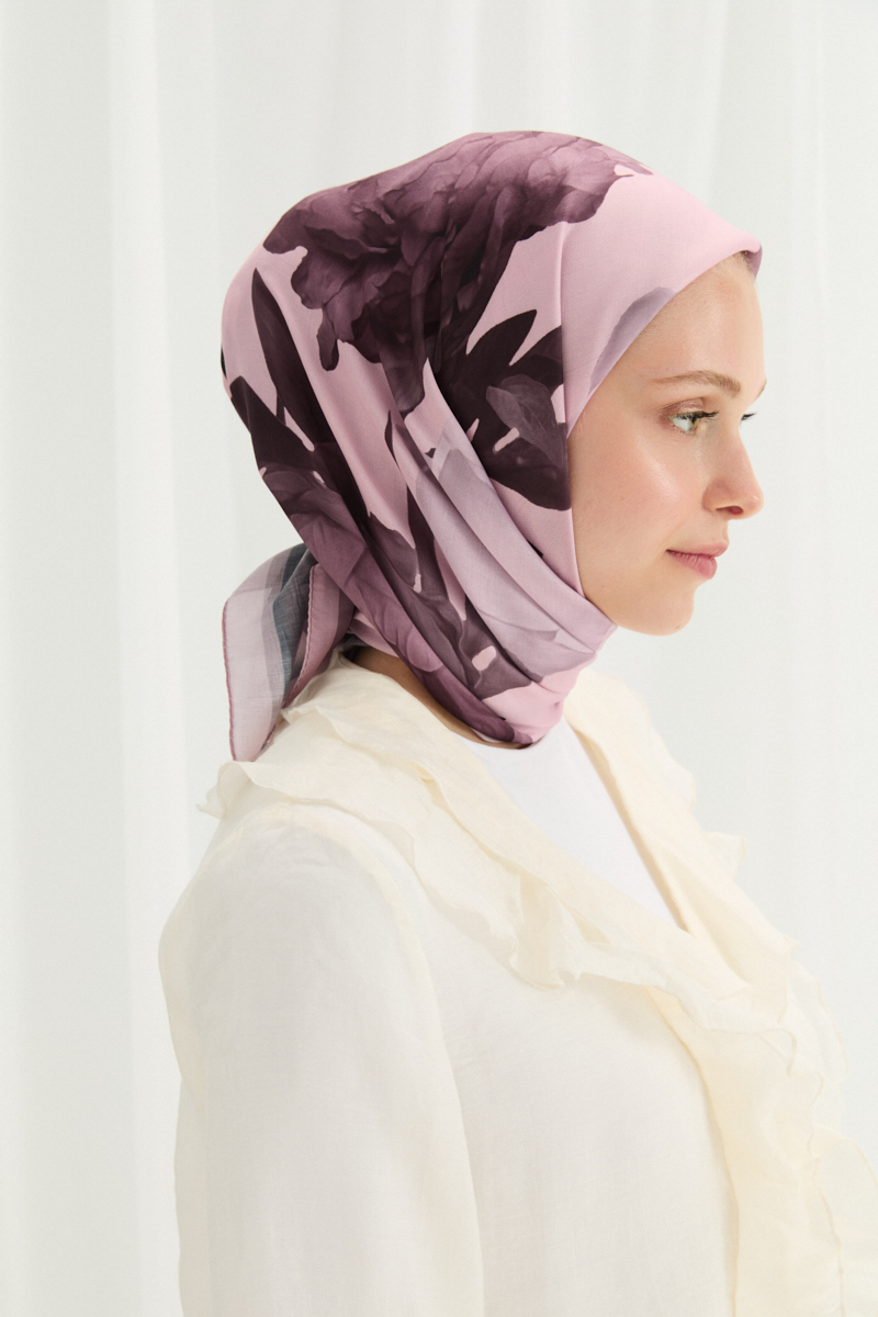 Lotus Desen Soft Eşarp - Pudra - 4