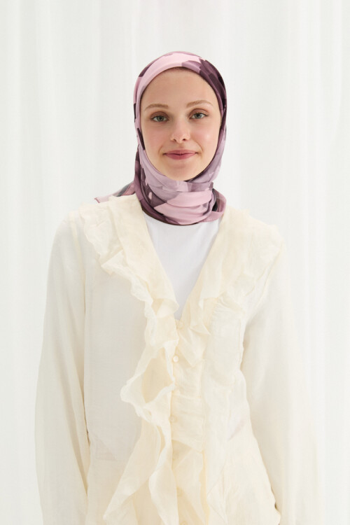 Lotus Desen Soft Eşarp - Pudra 