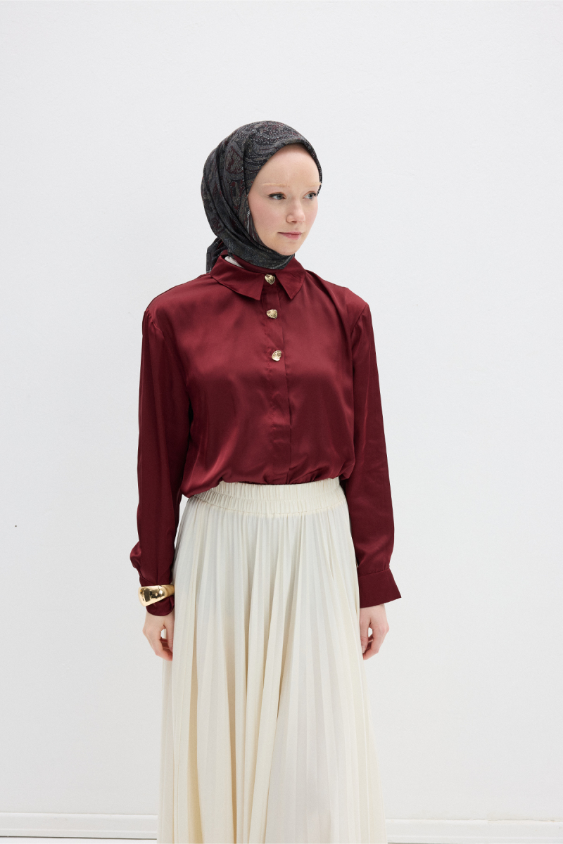 Milano Desen Soft Eşarp - Bordo Siyah - 2
