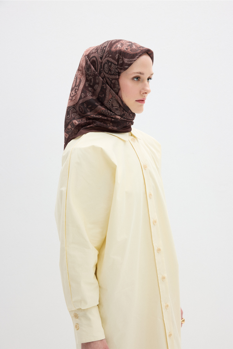 Milano Desen Soft Eşarp - Kahve - 3