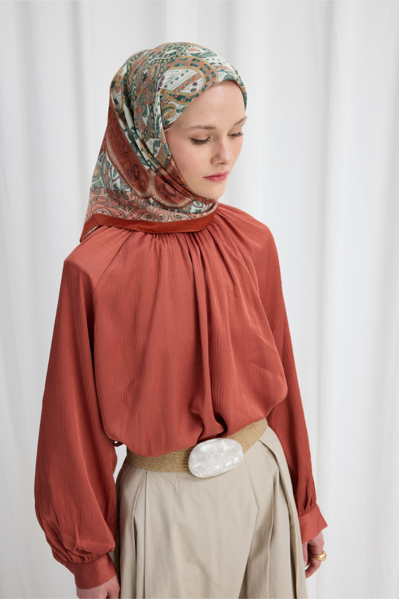 Milano Desen Soft Eşarp - Kiremit - 2
